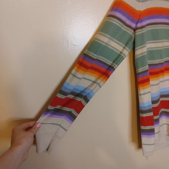 Chaps Size Medium M Cotton Stripes Striped Colorful Long Sleeve Sweater Top - Picture 4 of 10